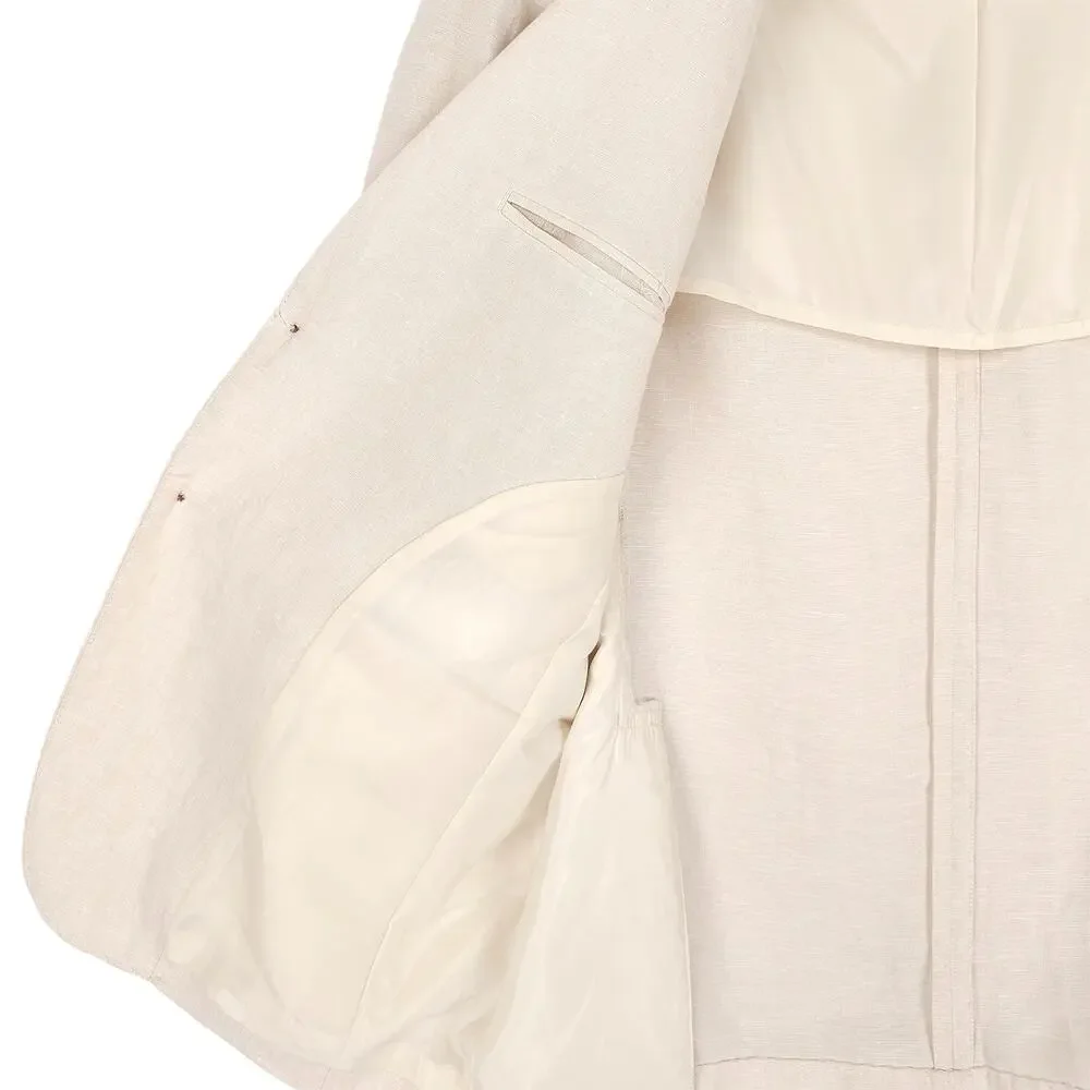 Club Room Luxury Mens Linen Sport Coat Blazer XL Natural Khaki Tan Solid NWT